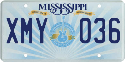 MS license plate XMY036
