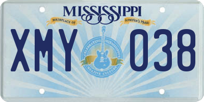 MS license plate XMY038