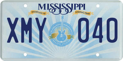 MS license plate XMY040