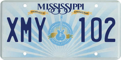 MS license plate XMY102