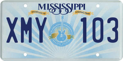 MS license plate XMY103