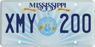 MS license plate XMY200