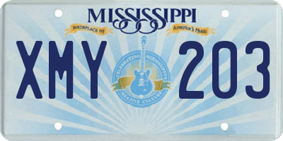 MS license plate XMY203