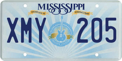 MS license plate XMY205