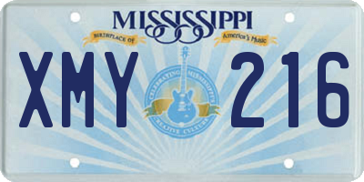 MS license plate XMY216