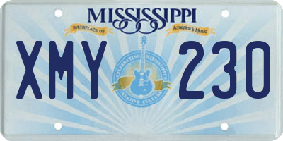 MS license plate XMY230
