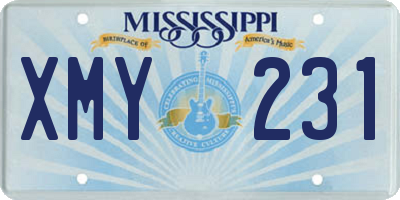 MS license plate XMY231