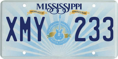 MS license plate XMY233