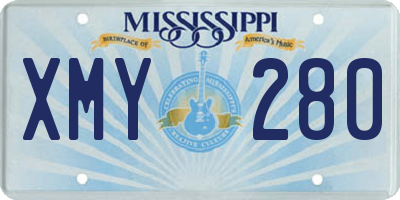 MS license plate XMY280