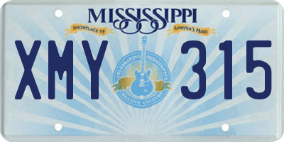 MS license plate XMY315