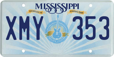 MS license plate XMY353