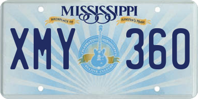 MS license plate XMY360