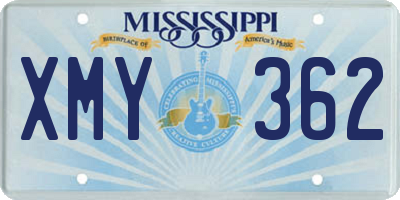 MS license plate XMY362