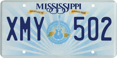 MS license plate XMY502
