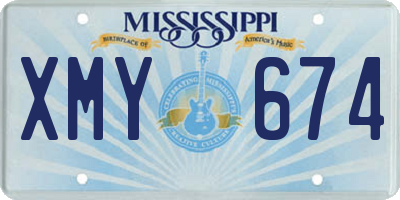 MS license plate XMY674