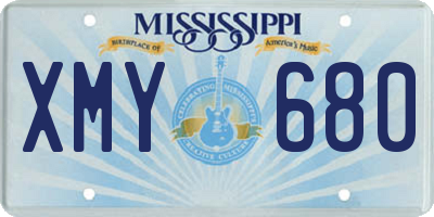 MS license plate XMY680