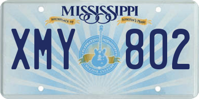 MS license plate XMY802