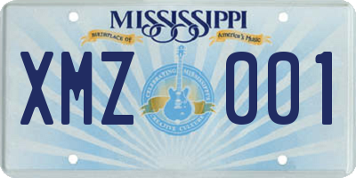 MS license plate XMZ001