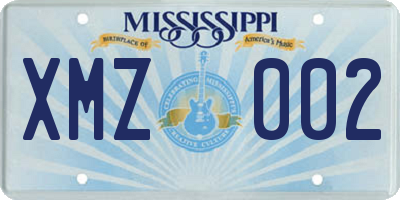 MS license plate XMZ002