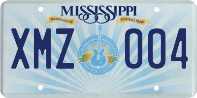 MS license plate XMZ004