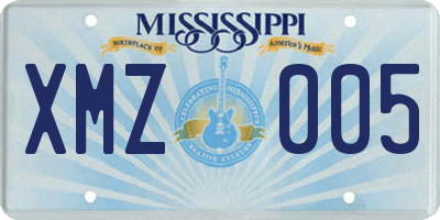 MS license plate XMZ005