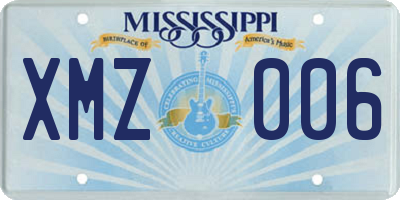 MS license plate XMZ006