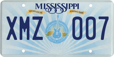 MS license plate XMZ007