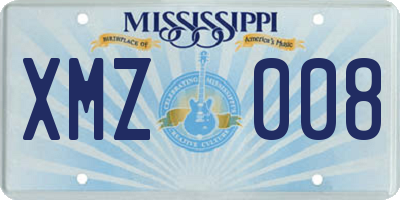 MS license plate XMZ008