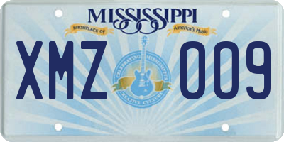 MS license plate XMZ009