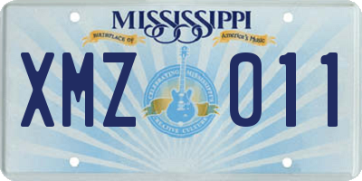 MS license plate XMZ011