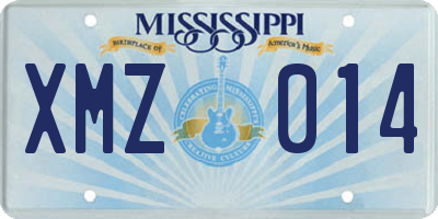MS license plate XMZ014