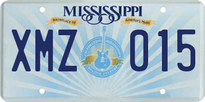 MS license plate XMZ015