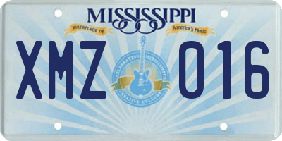 MS license plate XMZ016