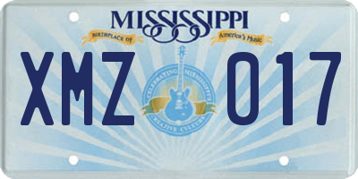 MS license plate XMZ017