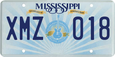 MS license plate XMZ018