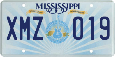 MS license plate XMZ019