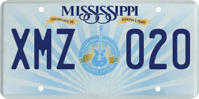 MS license plate XMZ020