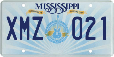 MS license plate XMZ021