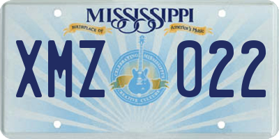 MS license plate XMZ022