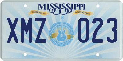 MS license plate XMZ023