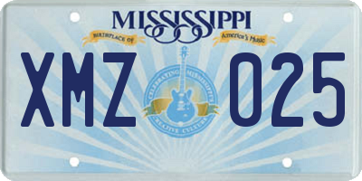 MS license plate XMZ025