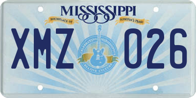 MS license plate XMZ026