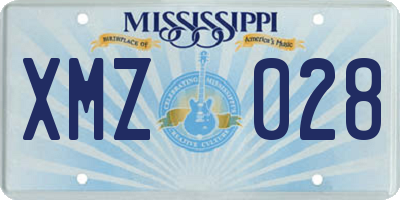 MS license plate XMZ028