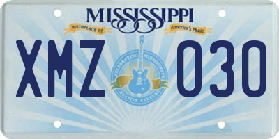 MS license plate XMZ030