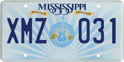 MS license plate XMZ031