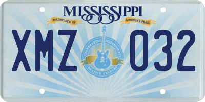 MS license plate XMZ032