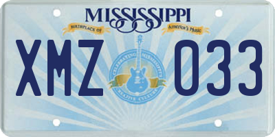 MS license plate XMZ033