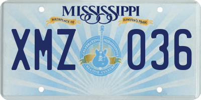 MS license plate XMZ036