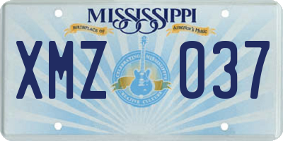 MS license plate XMZ037