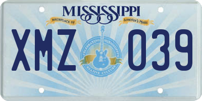 MS license plate XMZ039